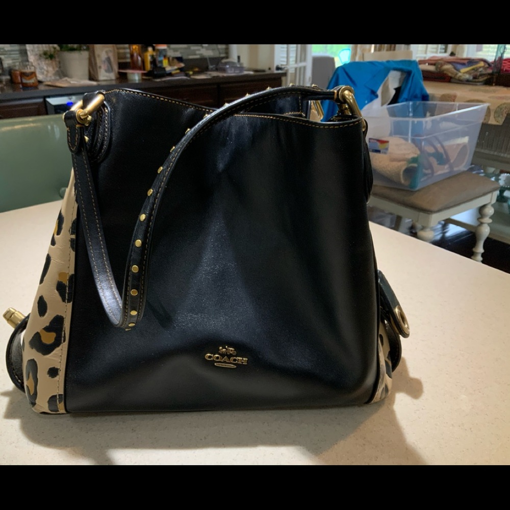 Black and Leopard Coach Bag